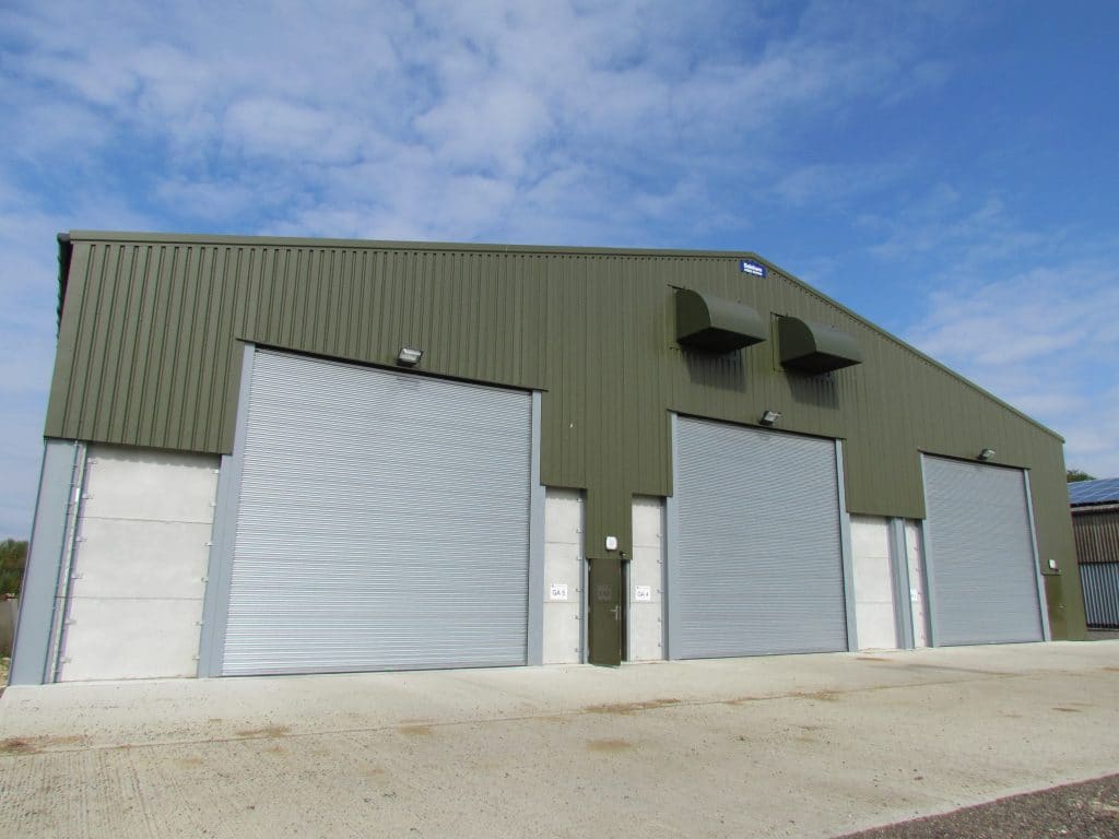 Warehouse with three large shutters