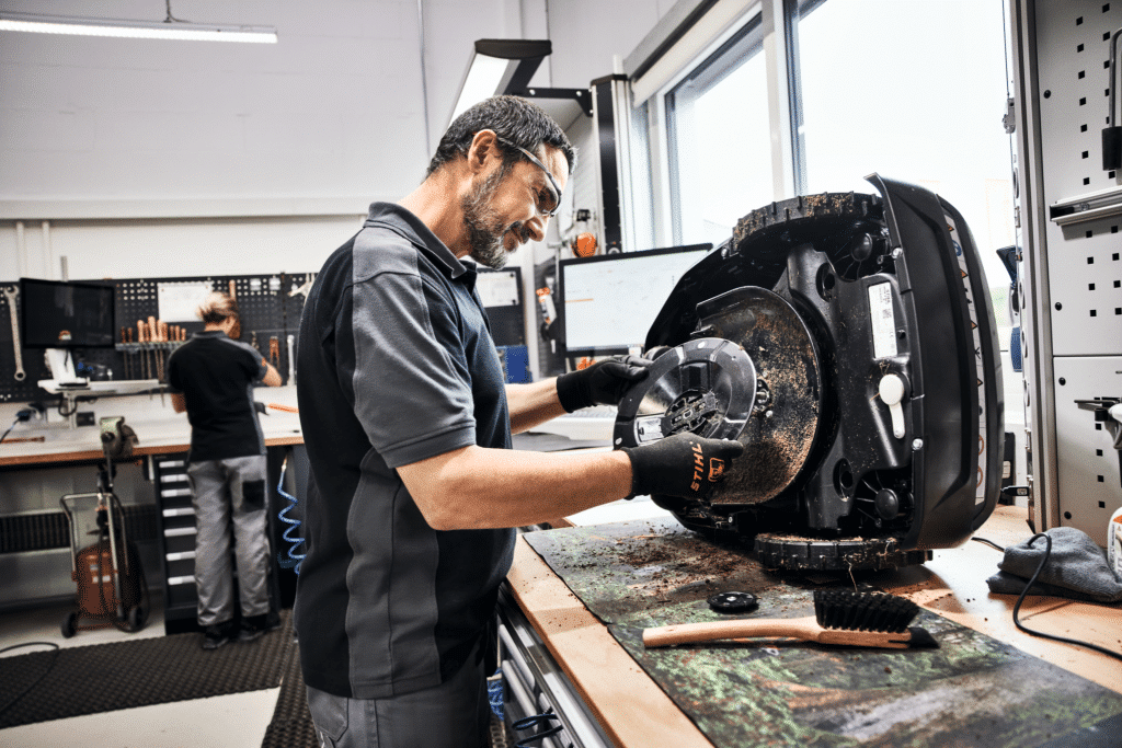 Lawn mower repairs at TNS Melton workshop