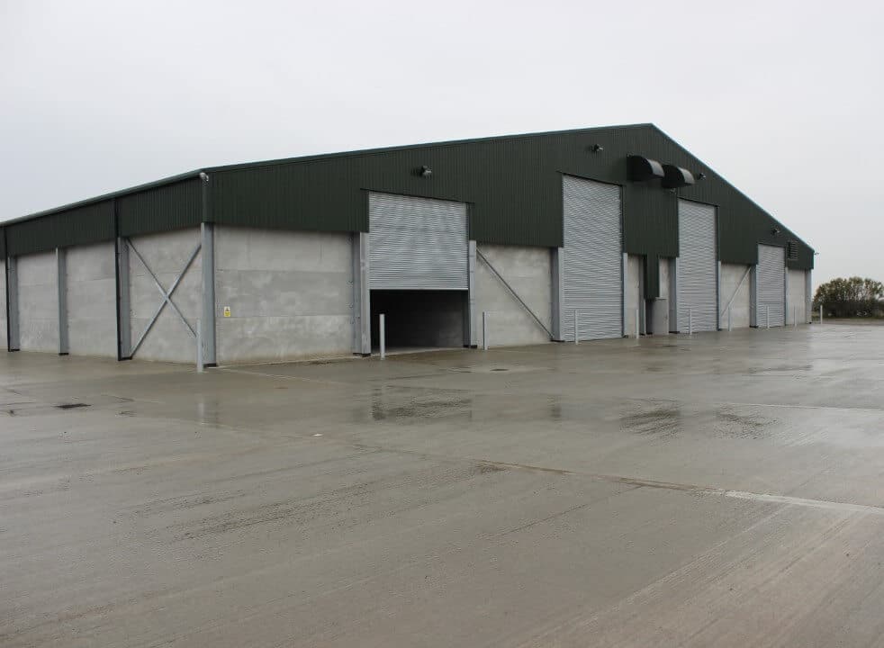 Warehouse with one shutter open