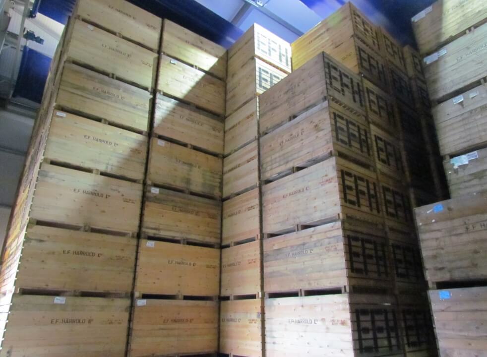 Storage boxes inside the warehouse