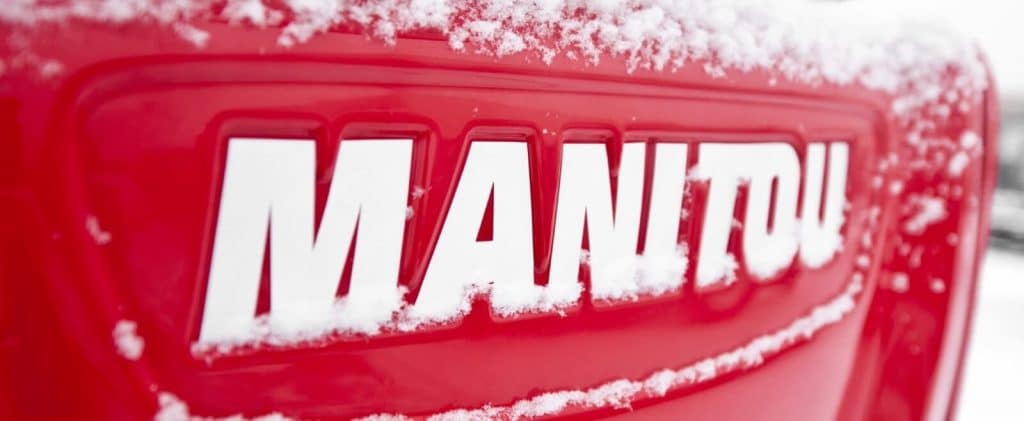 Manitou tractors logo in the snow
