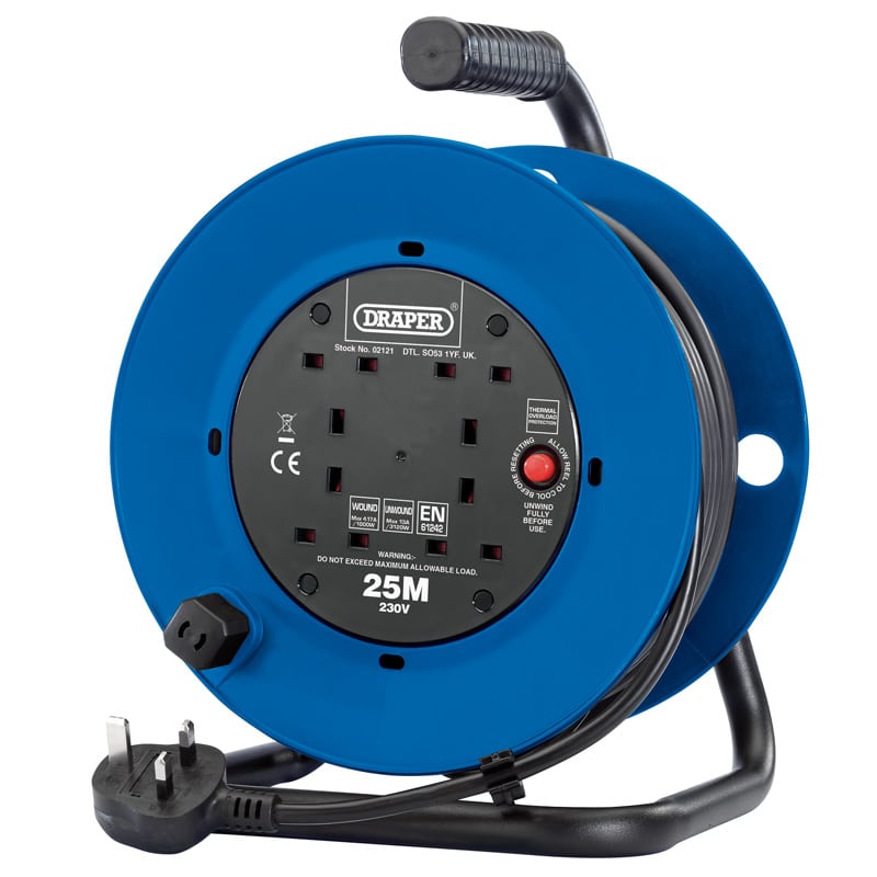 DRAPER 230V Four Socket Industrial Cable Reel