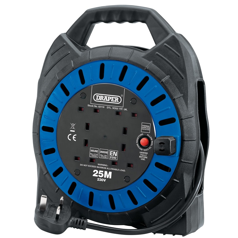 Draper 230V Four Socket Cable Reel (25M)