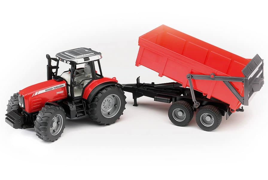 Bruder Massey Ferguson 7480 tractor with a tipping trailer