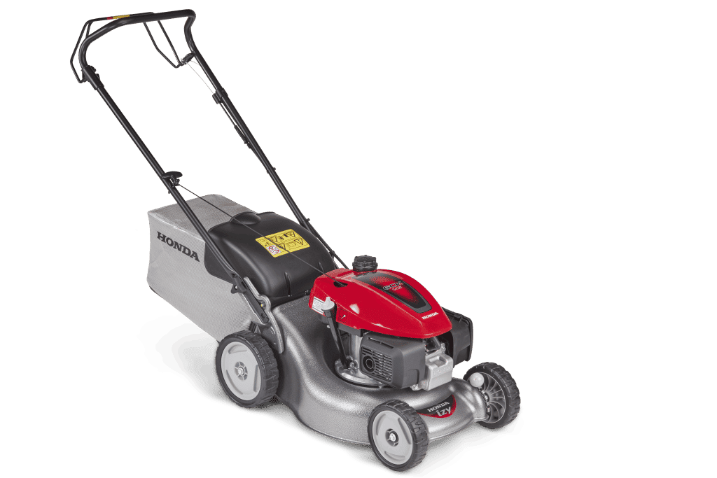 Honda Izy HRG416 SK petrol mower on white background