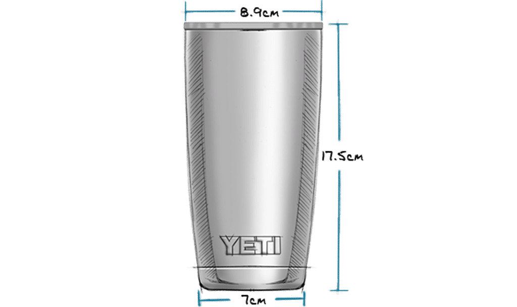 YETI RAMBLER 20OZ BOTTLE MEASUREMENTS