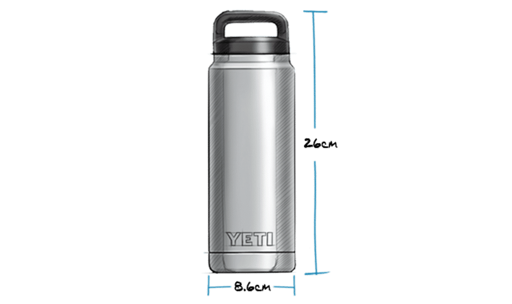 YETI RAMBLER 26OZ BOTTLE MEASUREMENTS