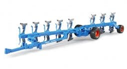Blue BRUDER LEMKEN Semi-mounted Reversible Plough junior toy on white background