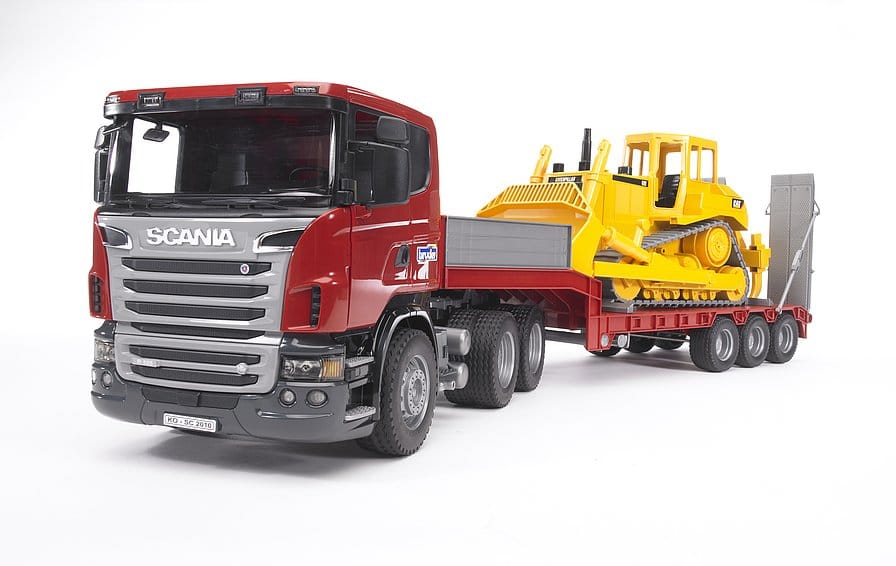 Bruder Scania R-Series truck with CAT bulldozer