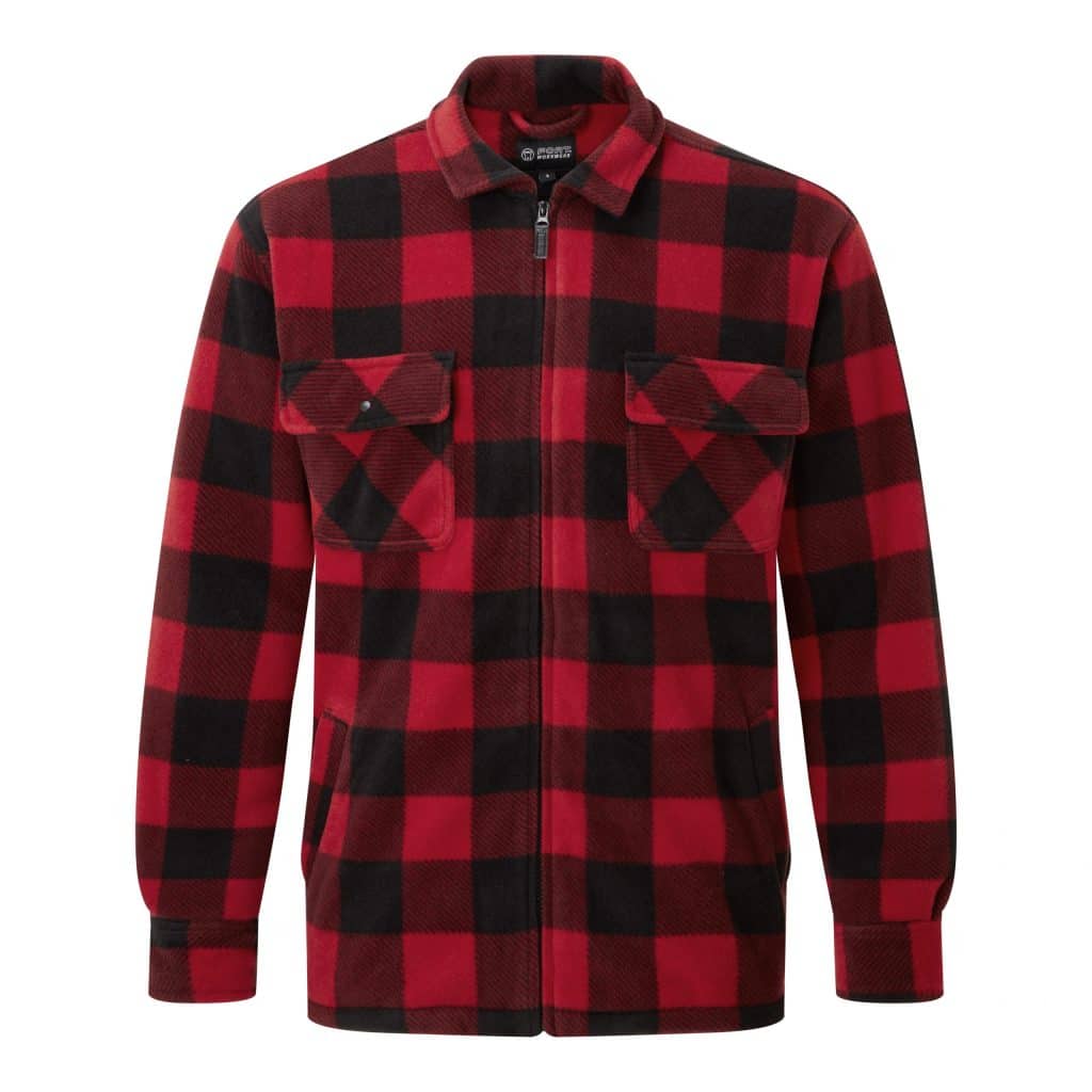 Portman shacket Fort Workwear fleece jacket in red colour