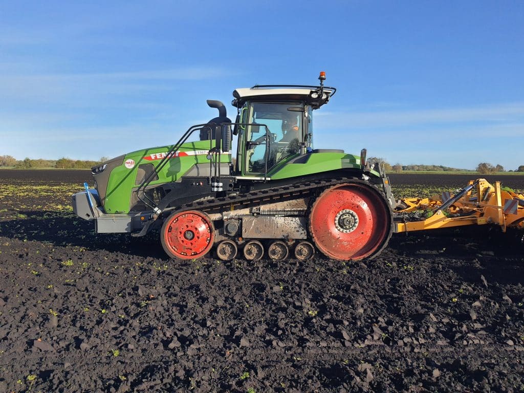 Fendt 1167 MT cultivating on a farm in Norfolk