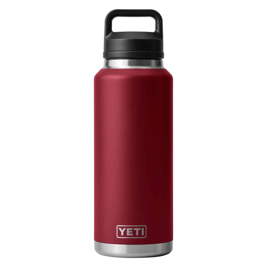 YETI Rambler 46oz Bottle in Harvest Red colour on white background