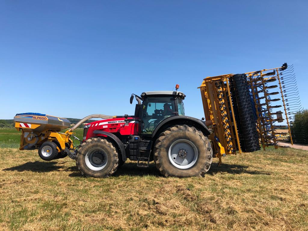 Massey Ferguson with Alpego front hopper and cultivator