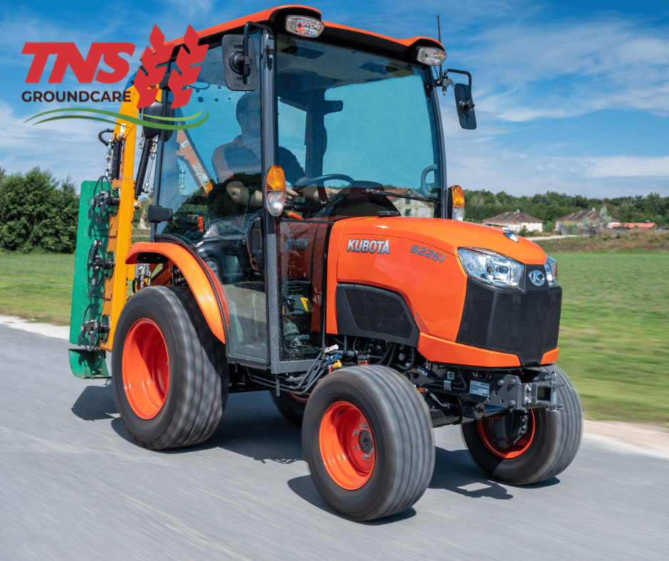 Kubota B2261 compact tractor on a road