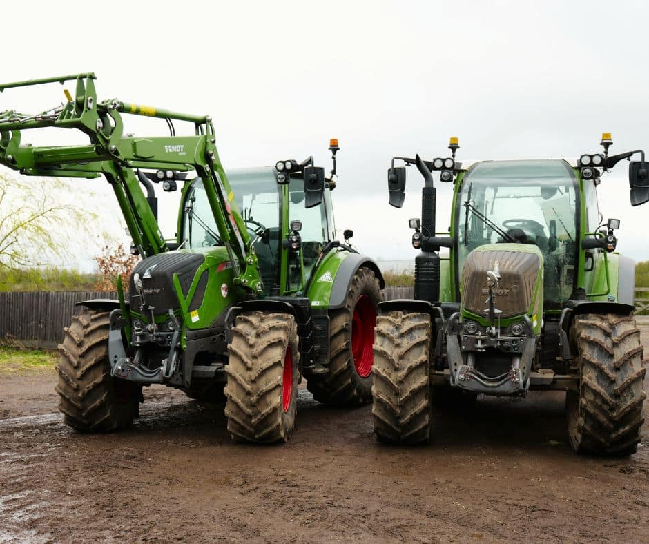 Two Fendt 300 tractors on a farm in Cambridgeshire