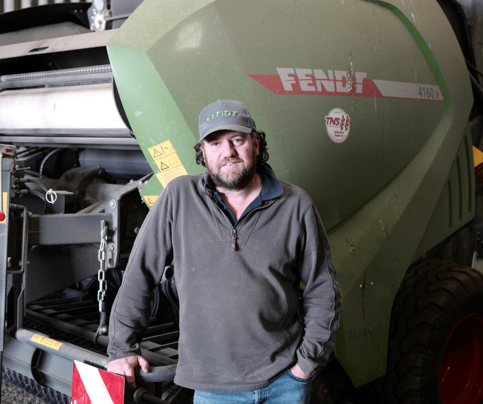 Nick Lee with his trusty Fendt Round baler