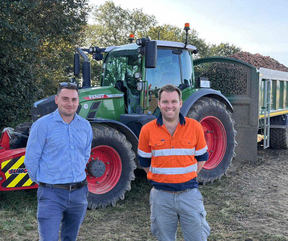 Thurlow Nunn Standen Area Sales Manager, Kyle Tew with Essex-based farmer and contractor, Jim McNair