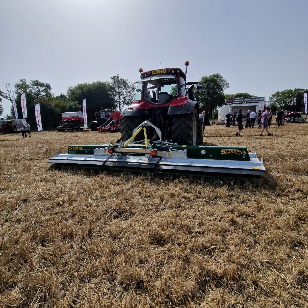 Major Cyclone mower chopping straw stubble