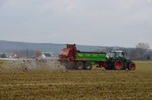 Strautmann muck spreader in a field