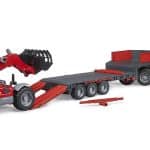 MAN TGA truck with low loader trailer and Manitou telehandler scale model