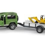 Land Rover Defender with Trailer and JCB model toy by Bruder