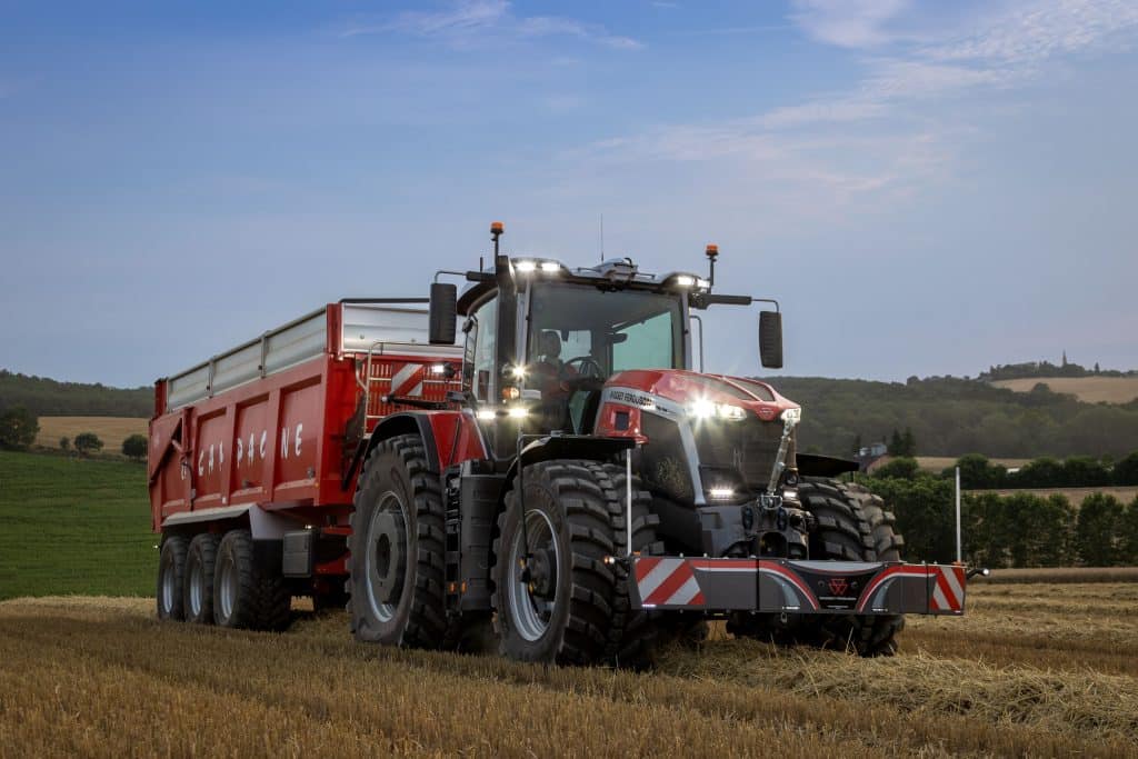 Massey Ferguson 9S with a trailer