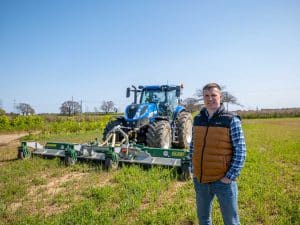 Major Cyclone mower at New Shoots farm in Suffolk
