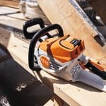 Stihl MSA160 Cordless Chainsaw Working on a Site