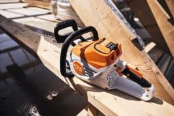 Stihl MSA160 Cordless Chainsaw Working on a Site