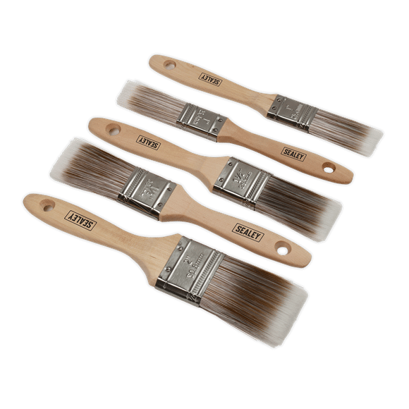 Sealey 5pc Wooden Handle Paint Brush Set