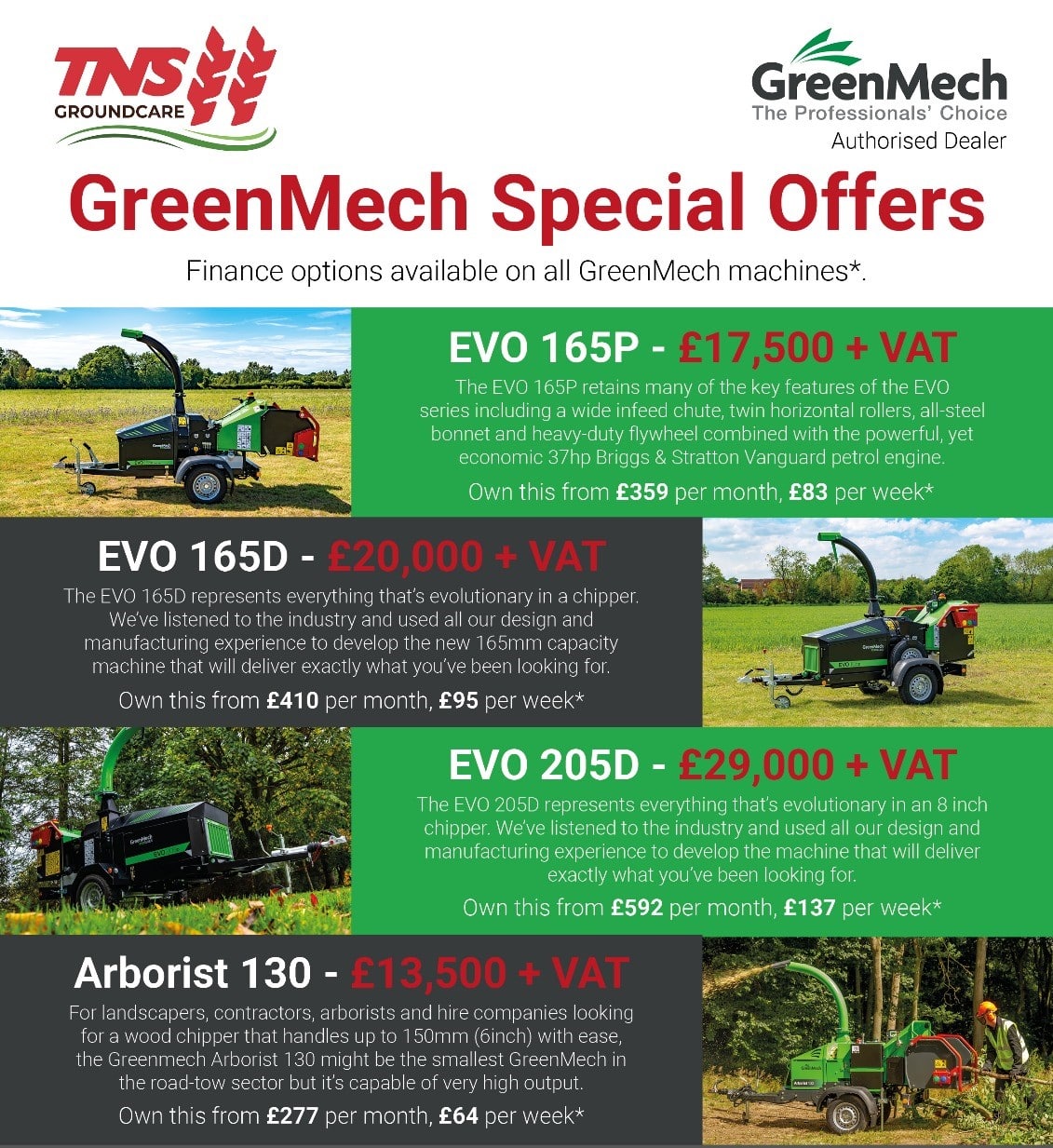 GreenMech wood chippers for sale at Thurlow Nunn Standen