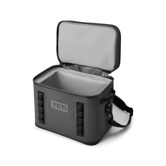 Yeti Hopper Flip 18 Soft Cooler Charcoal open