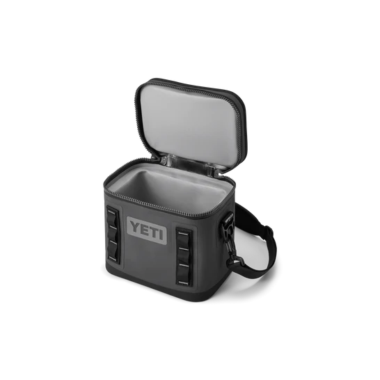 Yeti Hopper Flip 8 Soft Cooler Charcoal open