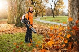 Stihl BR 450 C-EF Petrol Backpack Blower in use