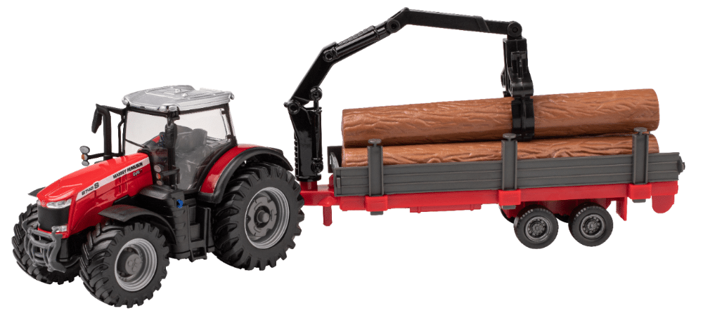 Massey Ferguson 8740S Tractor Model with Timber Loader and Crane