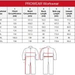 Massey Ferguson Overalls size chart