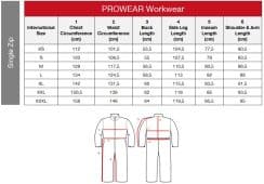 Massey Ferguson Overalls size chart