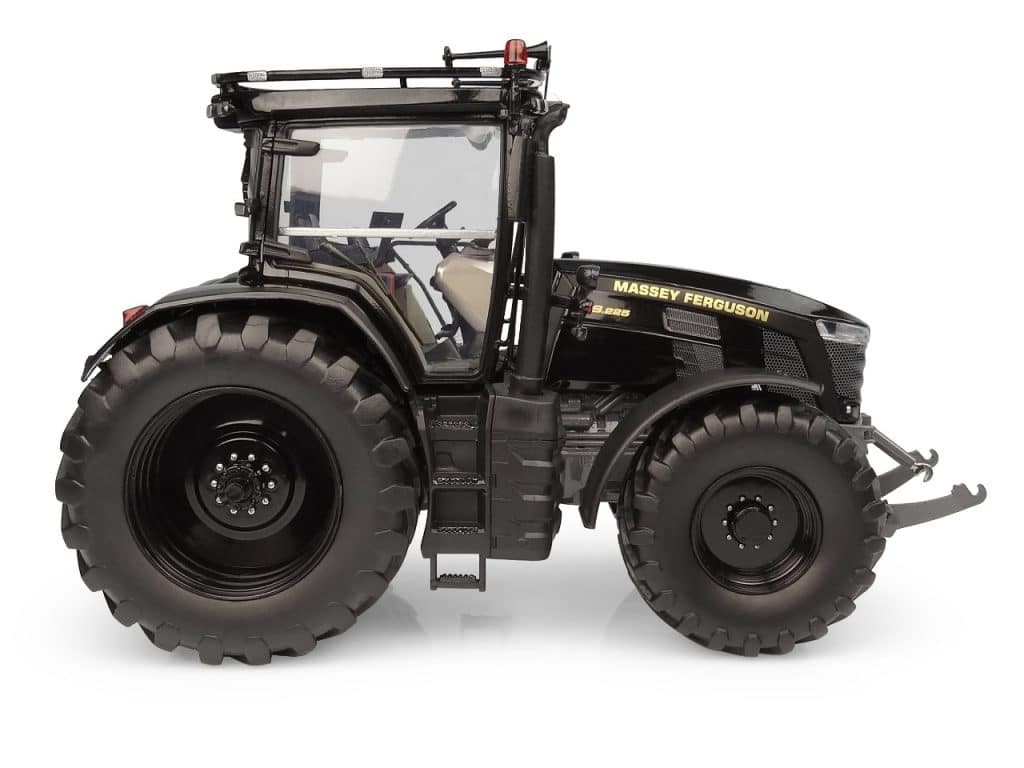 Side view, Massey Ferguson 8S.255 tractor model, limited edition, in black and gold colours