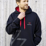 Model wearing a Massey Ferguson Unisex Black Hoodie
