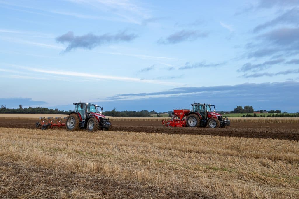 Massey Ferguson 5M Series tractors working in a field
