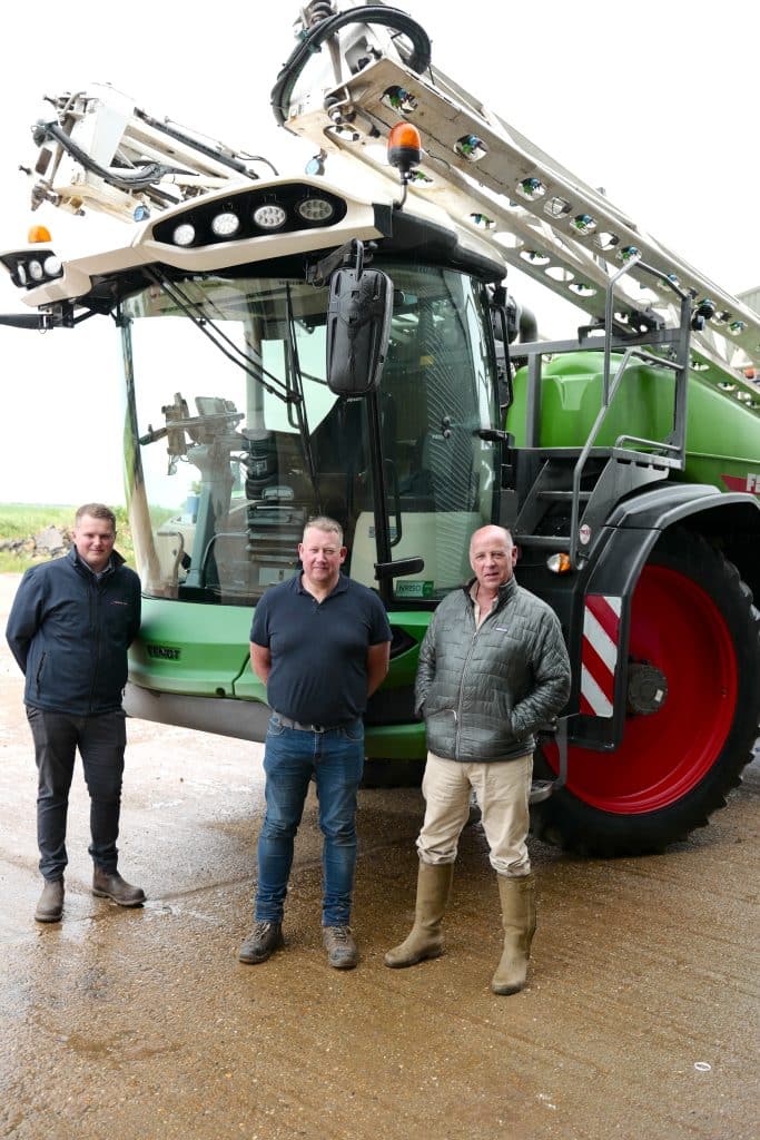 Thurlow Nunn Standen Area Sales Manager, Josh Taylor, Sprayer Operator, Kevin Williams and farmer, Mark Coe.