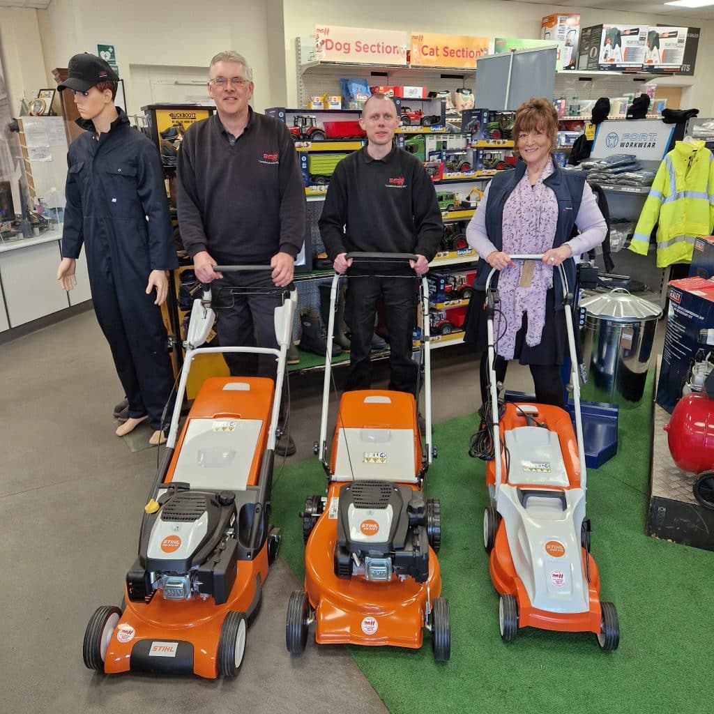 Knowledgeable team at TNS store with Stihl mowers