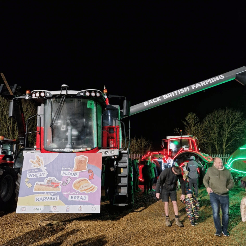 Massey Ferguson combine at TNS Christmas Lights event