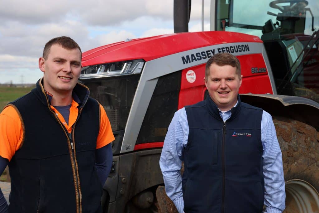 Andrew says TNS Area Sales Manager, Josh Taylor and the rest of the Fakenham and Attleborough depot teams look after him well. He is pictured (left) with Josh Taylor and the MF 8S.265 Dyna-7.