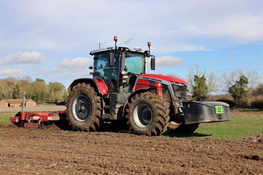 The Massey Ferguson 8S.265 with Dyna-7 mechanical transmission was chosen by Norfolk-based contractor, Andrew Colman primarily for heavy draft cultivations. Its other main tasks include mowing with a set of triple mowers, and large square baling.