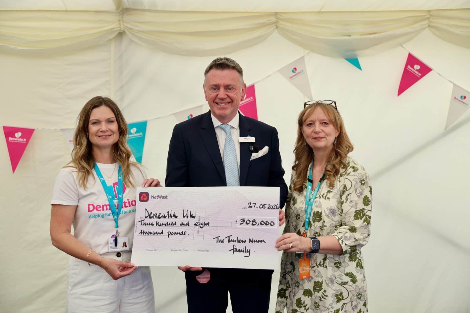 Chairman James Thurlow presented the final cheque to Caroline Scates, Director of Nursing Services for Dementia UK, and Sarah Child, Community Fundraising Manager of Dementia UK
